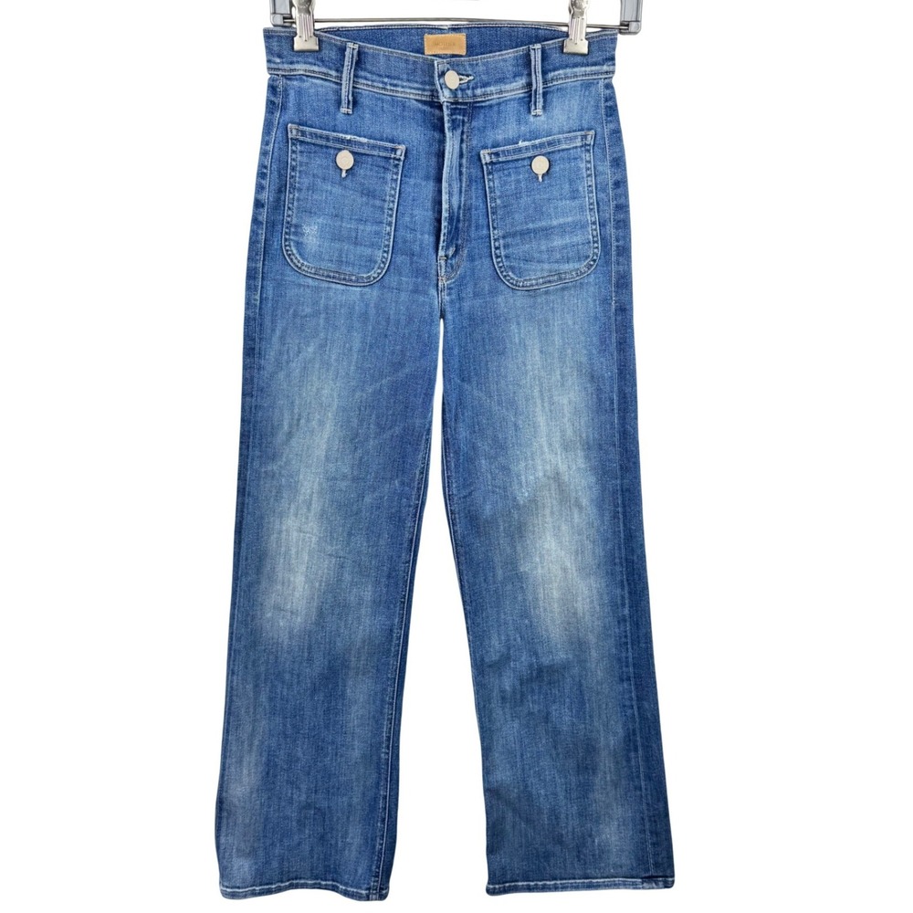 MOTHER The Patch Pocket Maverick Jeans High Five Wash Wide Leg Cropped 26